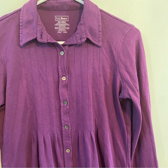 L.L. Bean purple long sleeve button down blouse extra small - Picture 3 of 6